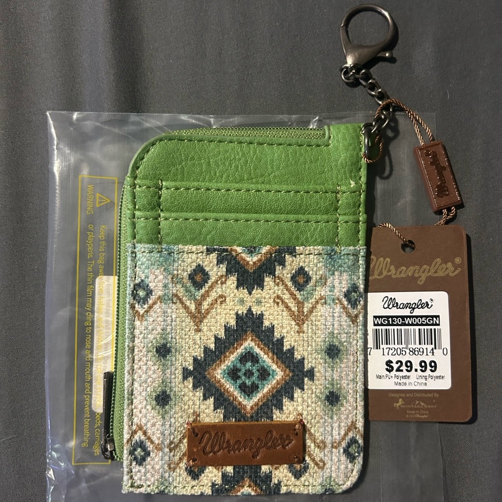 Wrangler Green and Patterned Card Holder Wallet